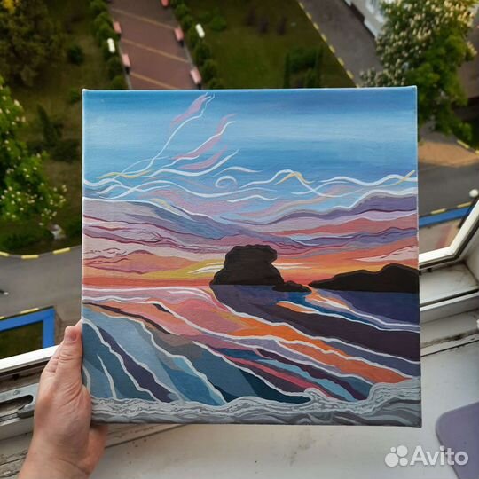 Картина на холсте гуашью