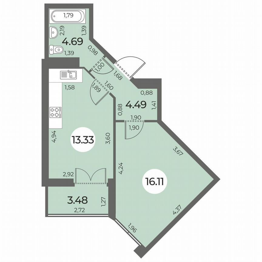 1-к. квартира, 40 м², 5/24 эт.
