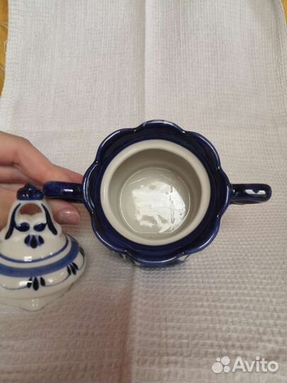 Сахарница фарфоровая гжель ручная роспись клеймо