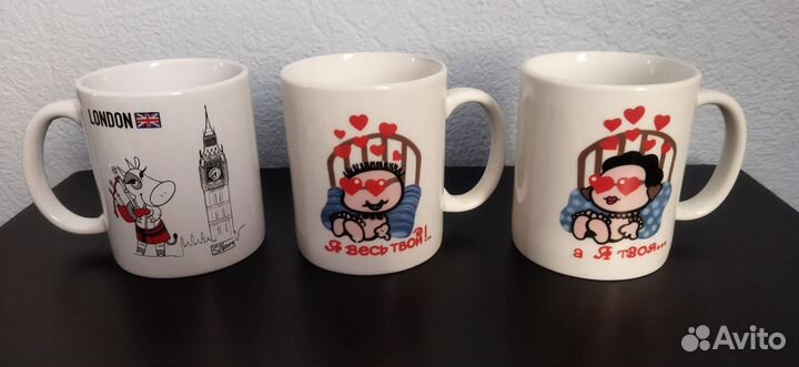 Чайные чашки белые с рисунком