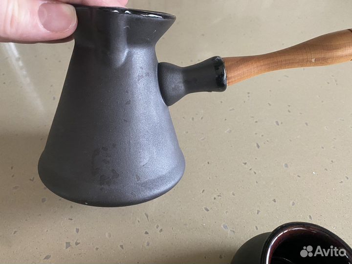Турка для кофе керамическая с кружками