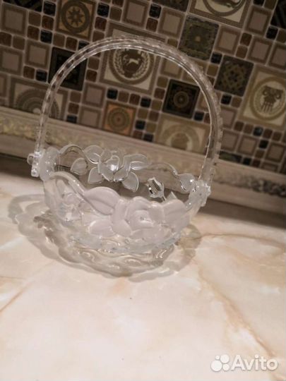 Ваза конфетница цветное стекло