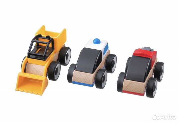 Набор машинок Икеа Лиллабу 3 шт деревянные