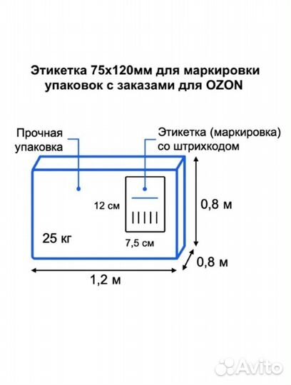 Термоэтикетки 120 75 для Озон