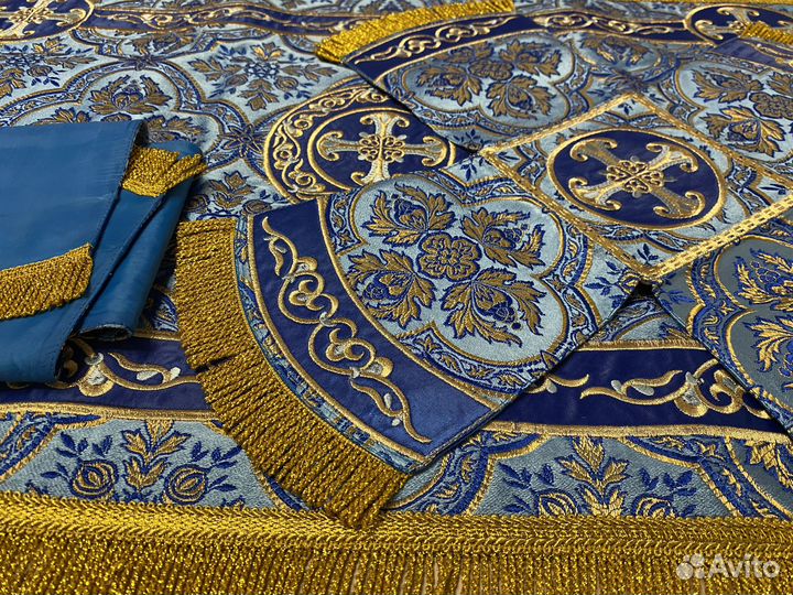 Покровцы и Воздух голубые с вышивкой