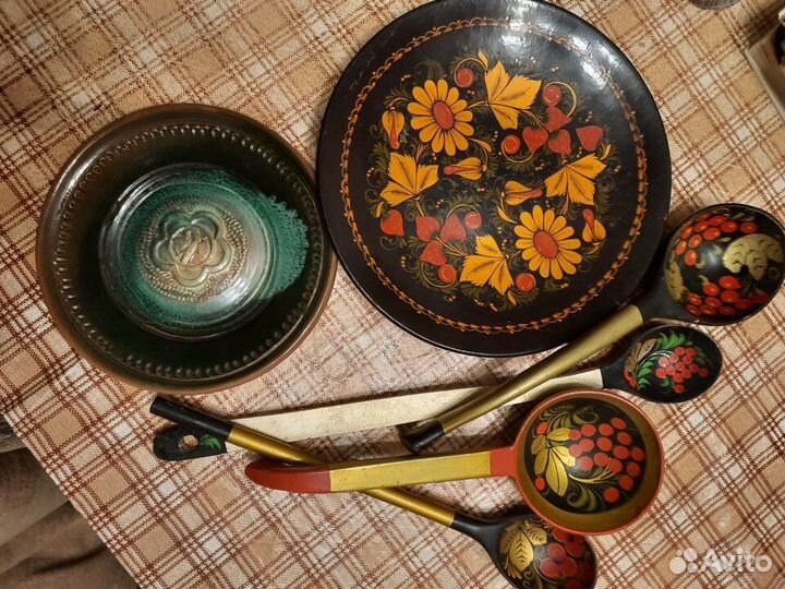 Тарелка ложки Хохлома керамика фестиваль СССР