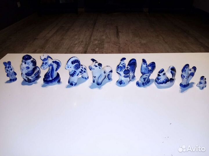 Коллекция Гжели, много разных предметов