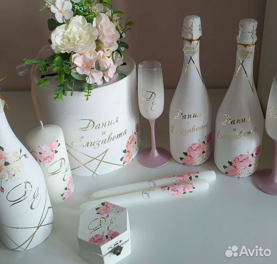 Свадебный набор,шампанское,свечи