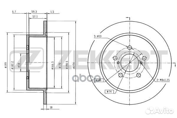 Диск торм. зад. Subaru Legacy (BL BP) 03- Out