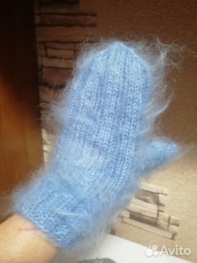 Варежки женские вязаные зимние
