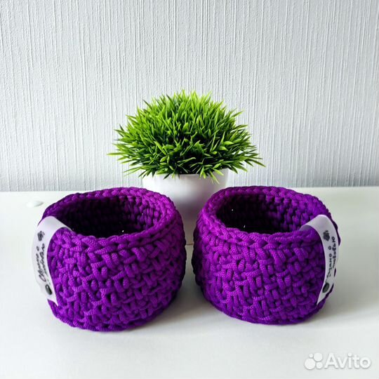 Вязаные корзинки ручной работы