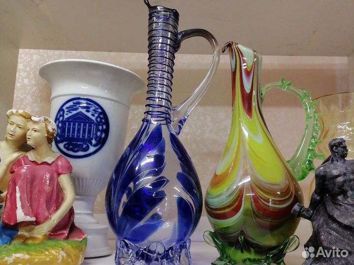 Вазы графины цветное стекло СССР