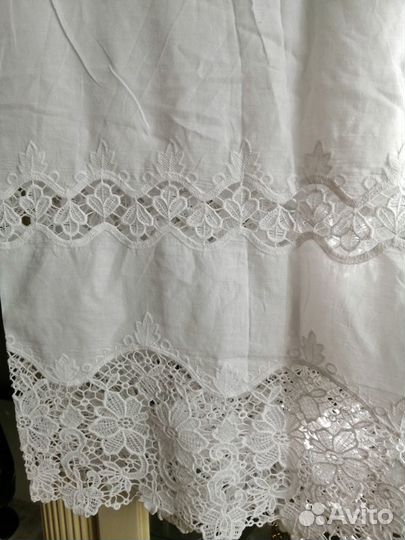 Отрез батист хлопок с кружевом макраме шитье