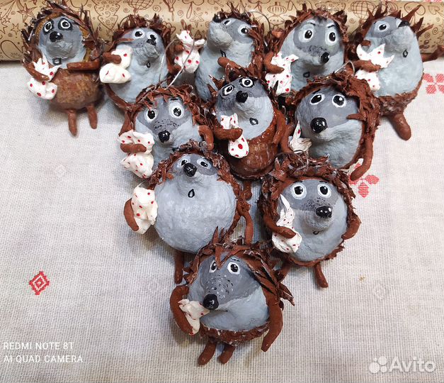 Ватные елочные игрушки новые(Ежик в тумане)