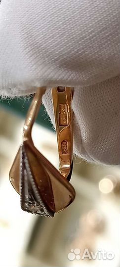 Золотые серьги с бриллиантами СССР 583 проба