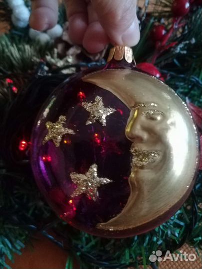 Елочные игрушки витраж Месяц, Польша