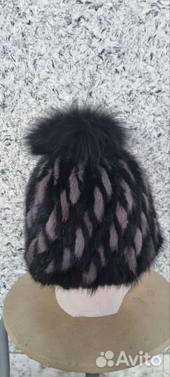 Шапка норковая вязаная женская