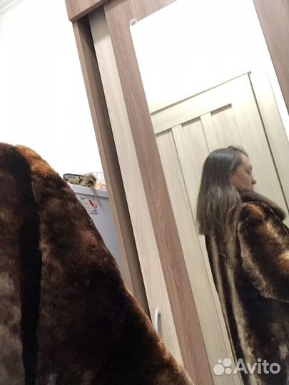 Шуба мутон с отделкой норка