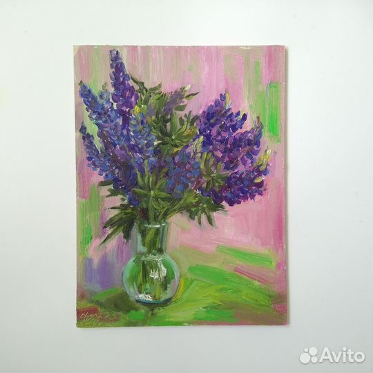 Картина маслом этюд букет цветы