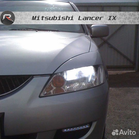 Ресницы передней оптики широкие Митцубиси Лансер 9