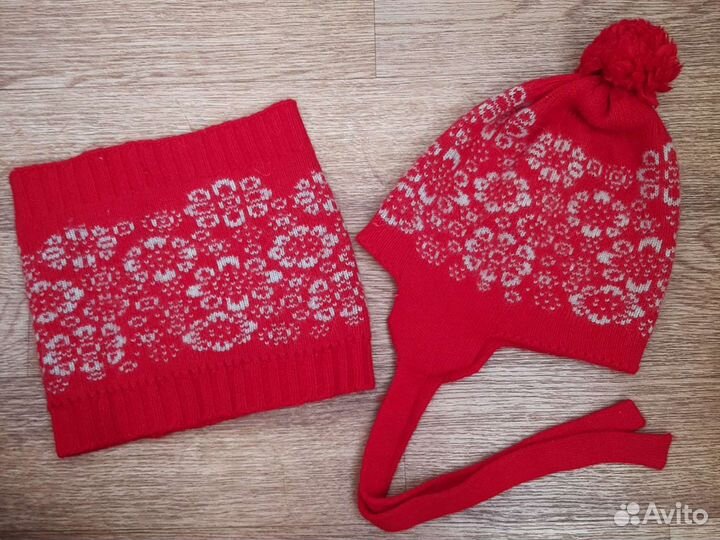 Детская зимняя шапка и снуд на девочку