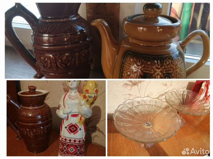 Глиняная посуда, стеклянные тарелки