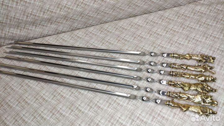 Шампуры в чехле, ручки из латуни 