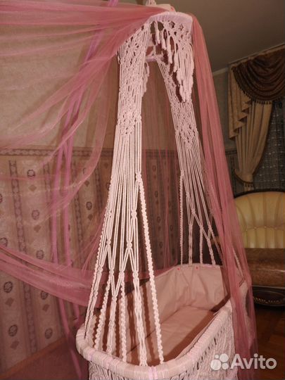 Кроватка (люлька) подвесная для младенца + стойка