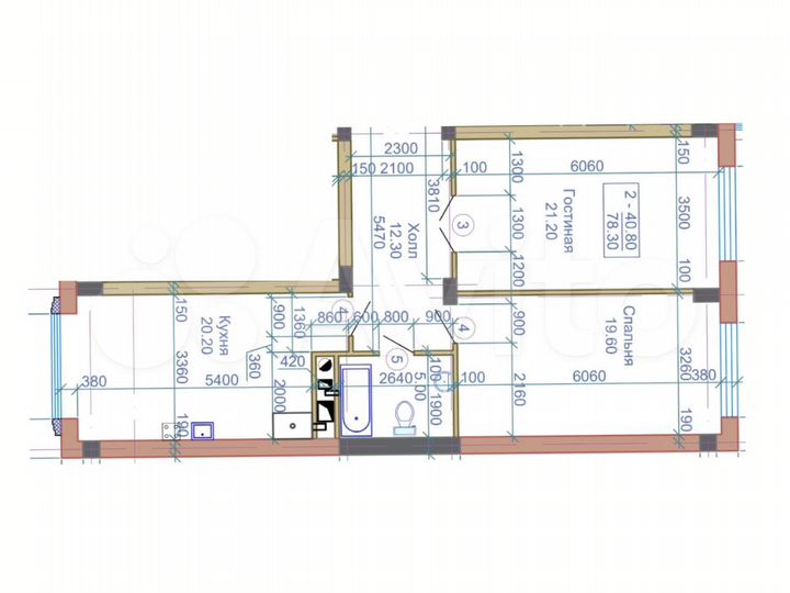 2-к. квартира, 78,3 м², 2/9 эт.