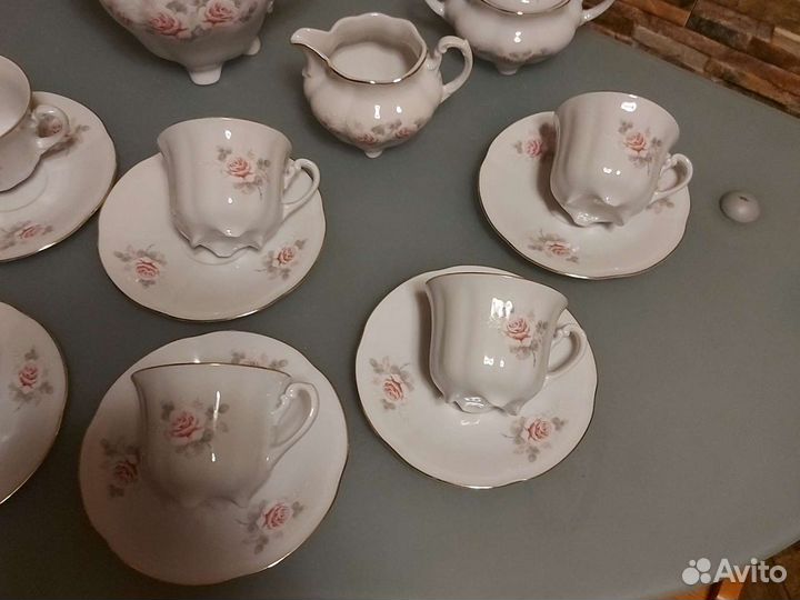 Сервиз кофейный Серая роза Cmielow