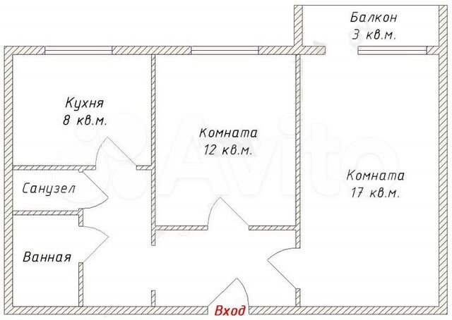 План квартиры 121 серии 3 комнатной квартиры