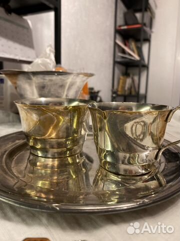 Соусник, креманка, поднос серебрение винтаж Швеция