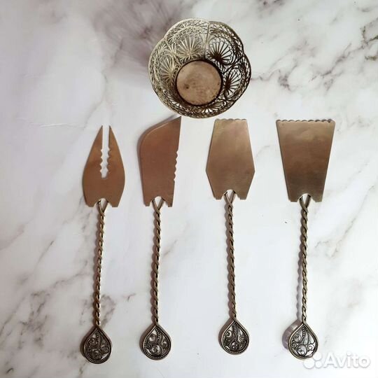 Набор конд. Лопаточек + вазочка, мель. Винтаж СССР