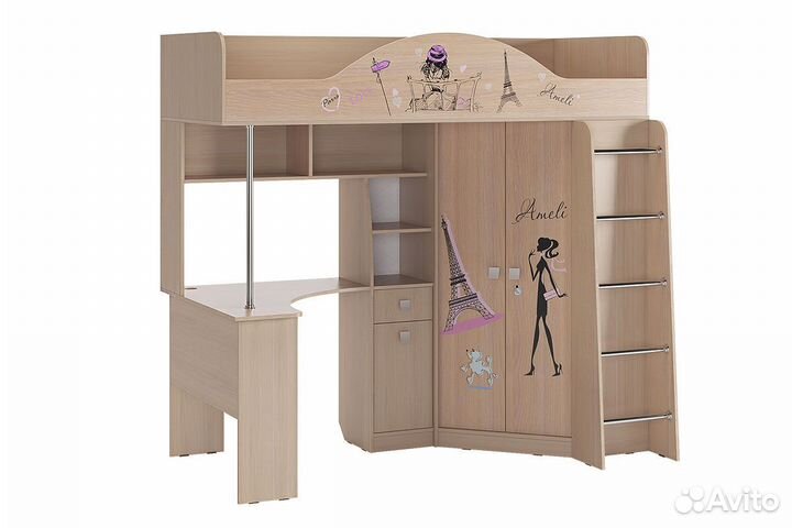Детский комплект мебели Кровать стол шкаф школьный