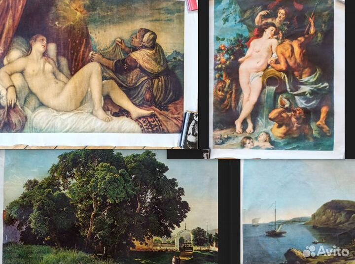 Репродукции на ткани.СССР, 1970гг.Новые.Рулон