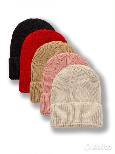 Двойная теплая шапка мелкой вязки Оптом h-2038
