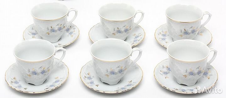 Кофейные чашки с блюдцами Cmielow новые 6 пар