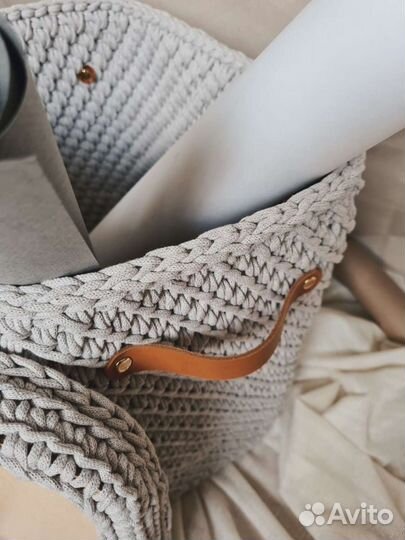 Вязаная корзина для белья и мелочей 34 x 24 x 39см