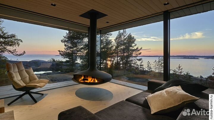 Камин подвесной с поворотной топкой loft-03.Топка