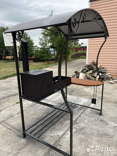 Мангал с печью под казан и крышей