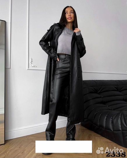 Кожаный тренч женский