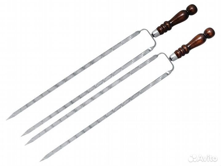 Шампур двойной (вилка) 45 см с деревянной ручкой