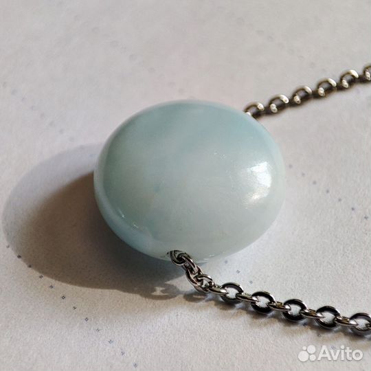 Ларимар кулон на металлической цепочке