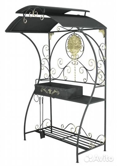 Мангал с печью под казан и крышей