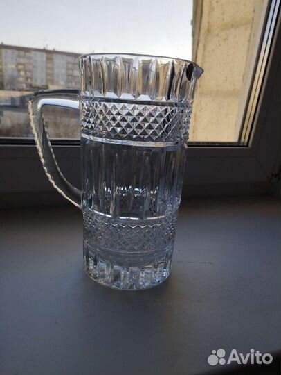 Набор из 6 хрустальных стаканов и кувшин Чехия