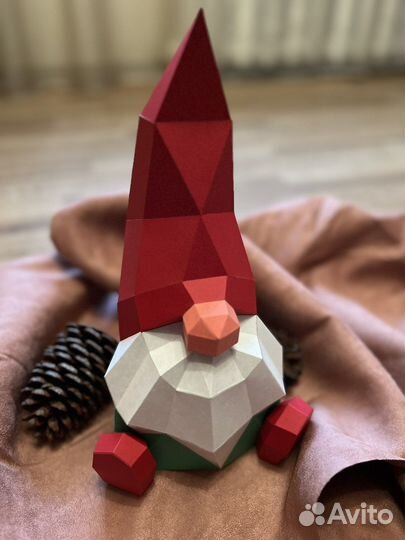 Новогодний гном из бумаги