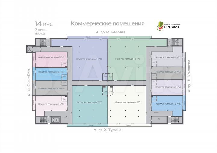 Помещения на 7-ом этаже паркинга 14Д, 98.2 м²