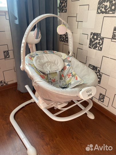 Детские электронные качели 2 в 1, шезлонг