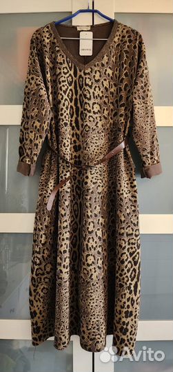 Новое Платье Леопард р.50-58 Италия Коричневый