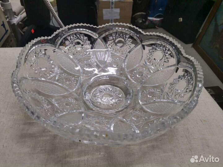 Салатница хрустальная большая СССР (Ч)